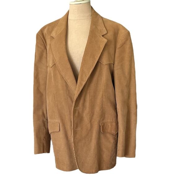 Western Classic Guy Garret Corduroy Blazer Jacket 42R Beige Elbow Pads - Picture 8 of 12